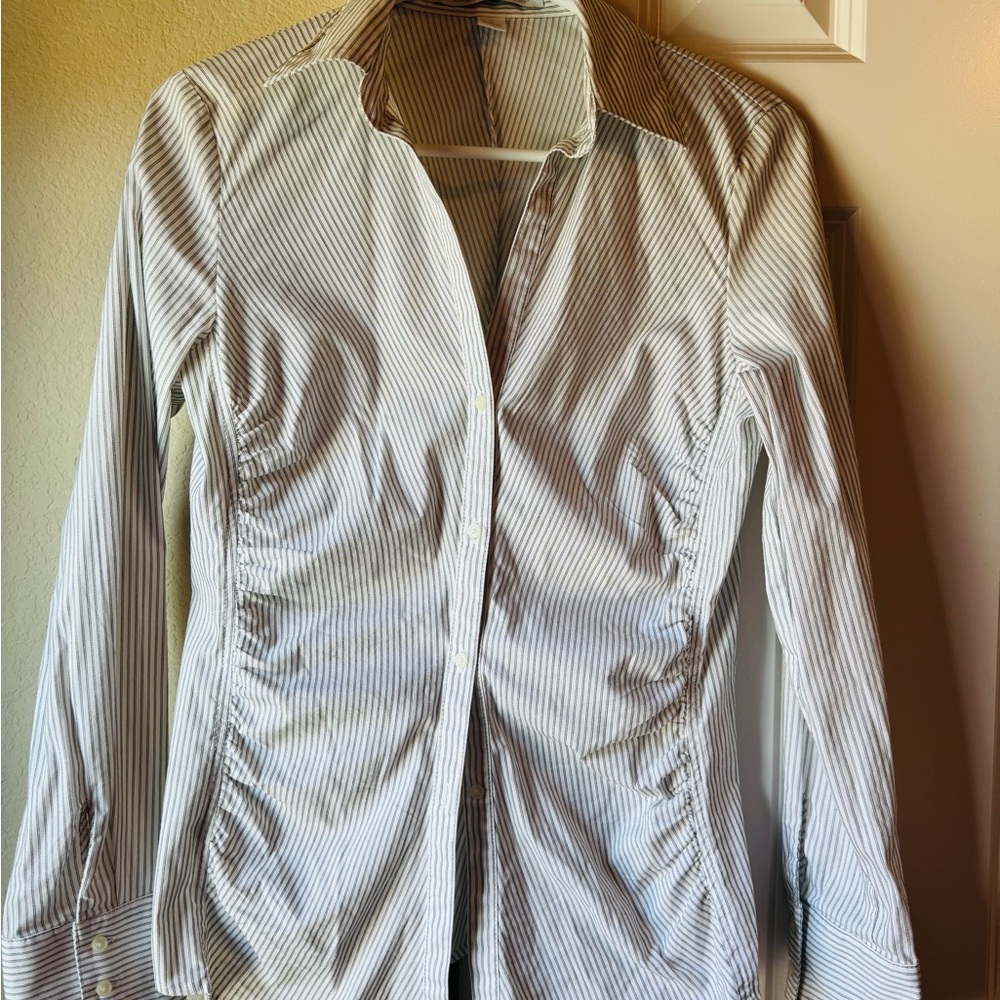 Express Women's Gray Striped shirt